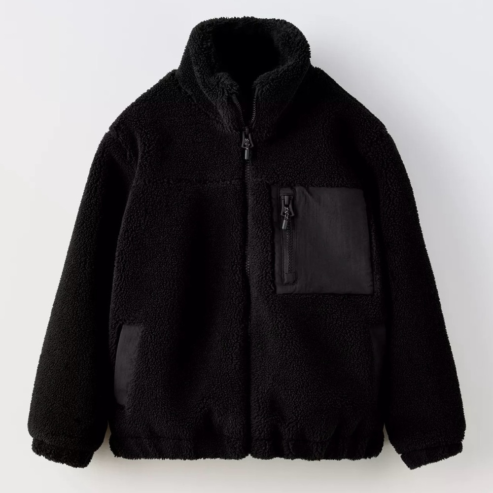 ZARA Faux Shearling Pocket Jacket